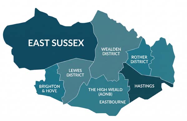 East Sussex Map for Chartered Surveyors